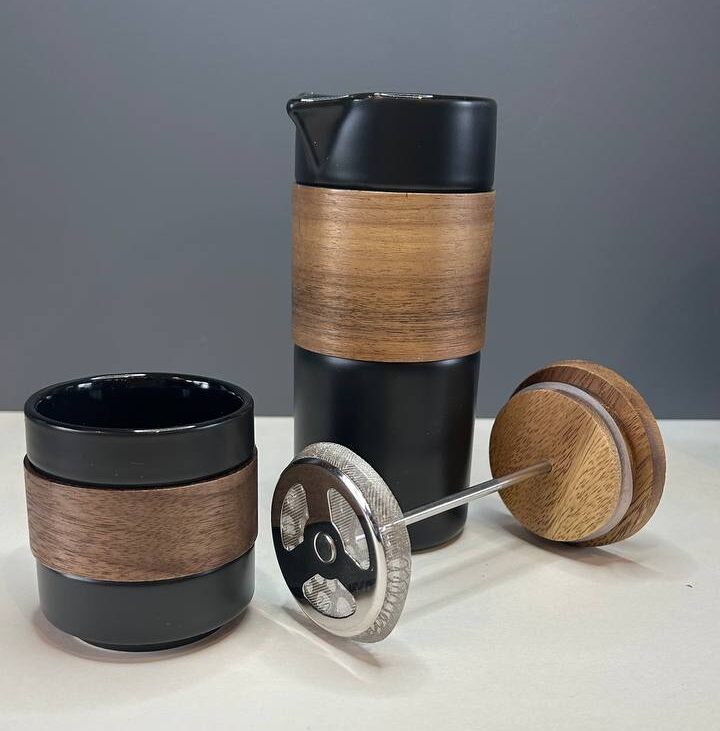 French Press with wooden sleeve