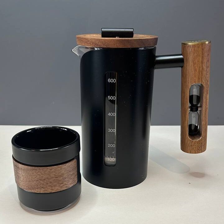 French Press with Hourglass